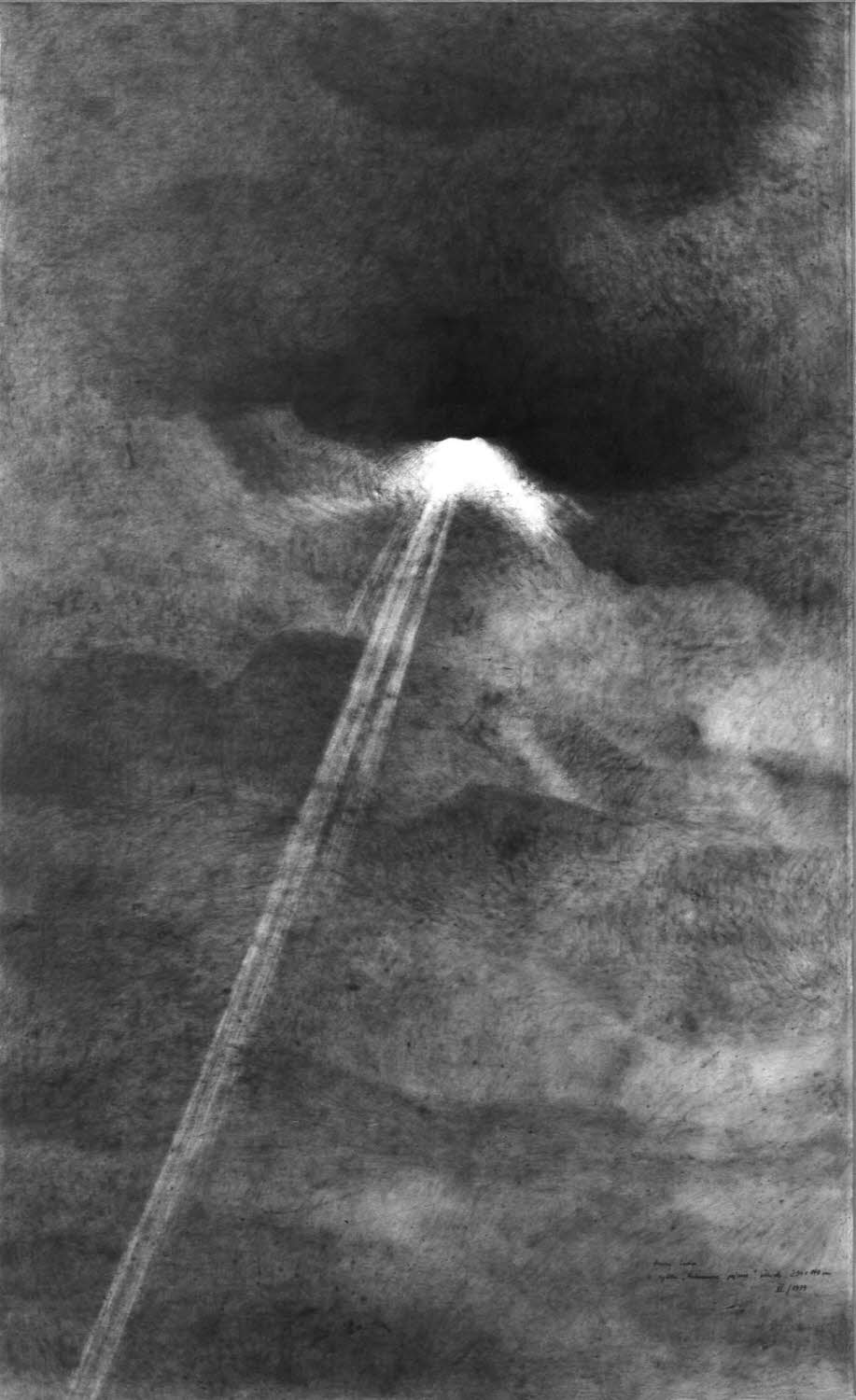 16 Shine from Cloudy Landscape, 1979, graphite on texture paper, 90x55 inches