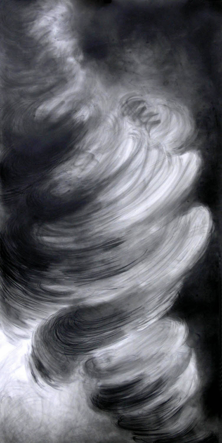 Above Around 4, 2005, graphite on synthetic paper, 52x26 inches