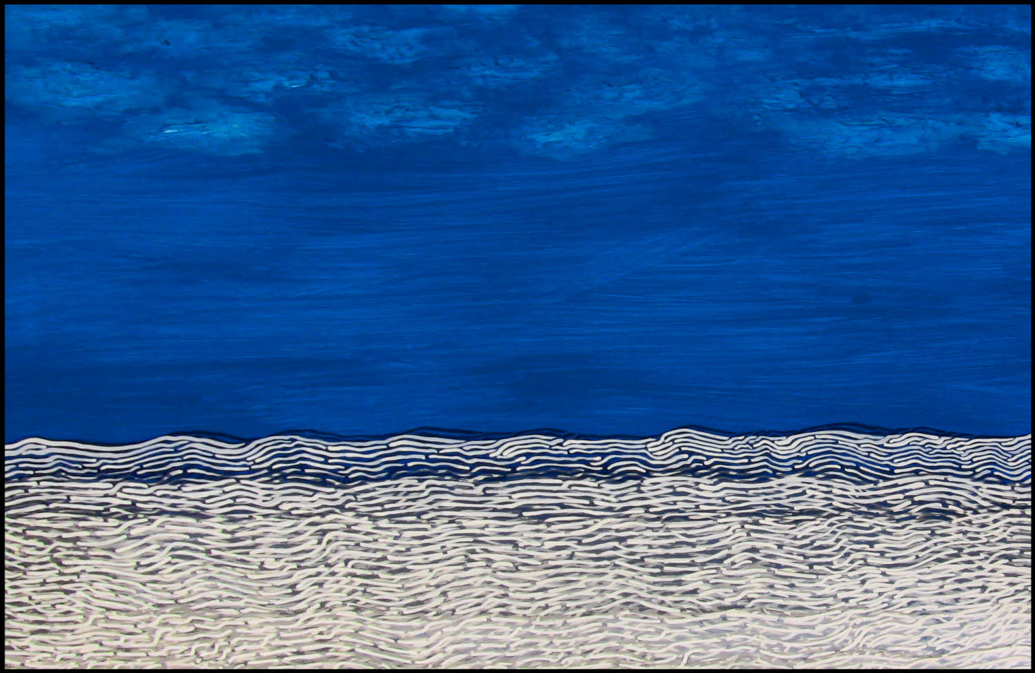 Blue Waves, 2010, mixed media on synthetic paper, 26x40 inches