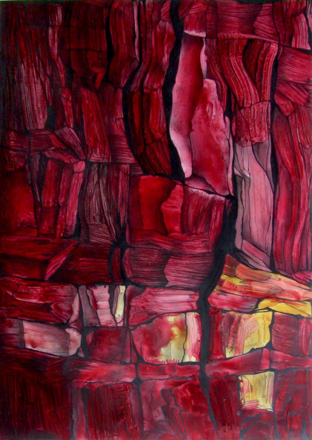 Iron Rocks, 2006, eccolina, acrylic ink, graphite on synthetic paper, 40x26 inches
