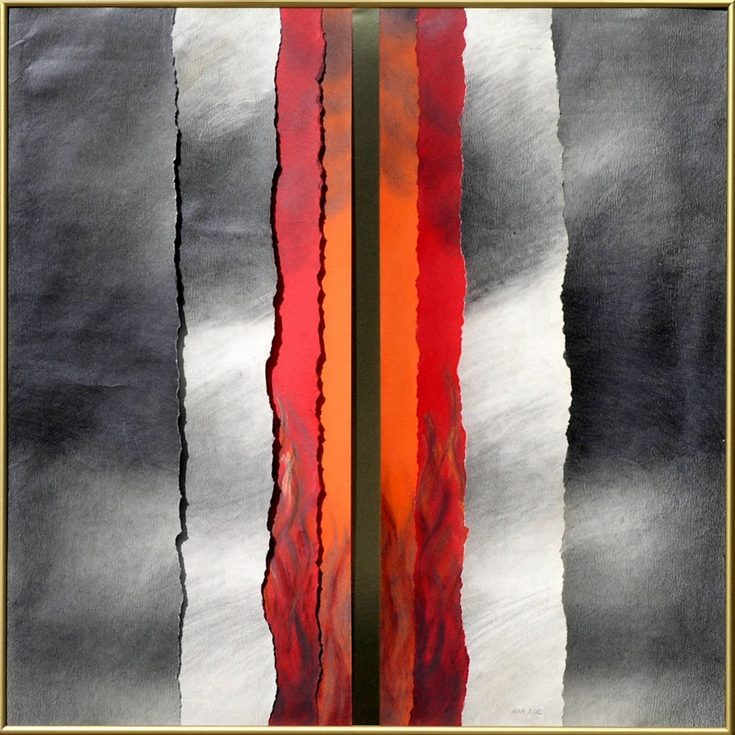 Red Orange Gold, 2002, 2003, graphite on torn paper, collage, 27x27 inches