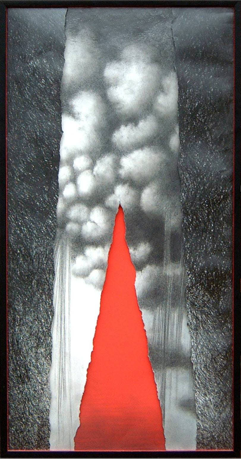 Red Triangle from cycle Beyond Earth Curtains, 1999, 38x29 inch