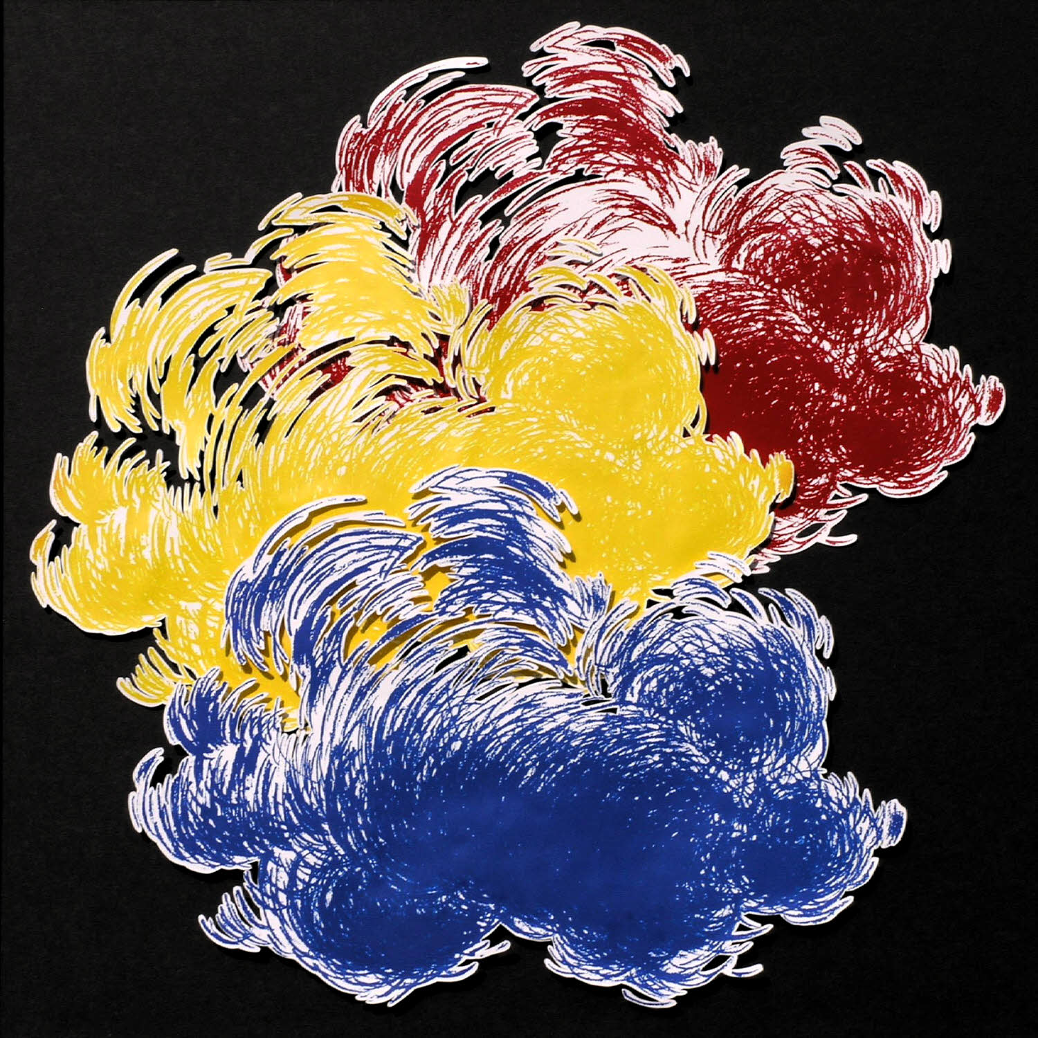 Red Yellow Blue, 2006, silkscreen collage, 20x20 inches