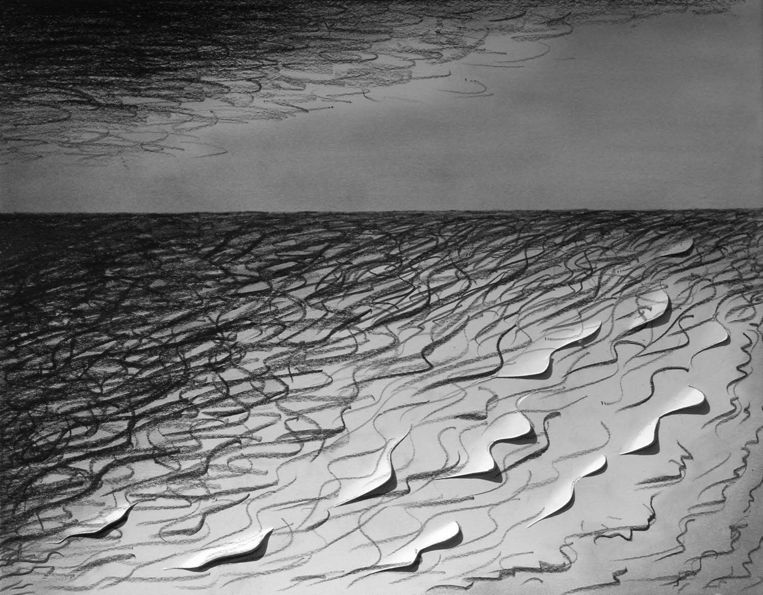Sea 14, 2007, graphite on cut paper, 11x14 inches