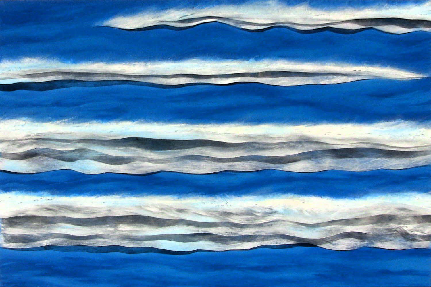 White and Blue Waves, 2012, mixed media on canvas, 24x36 inches