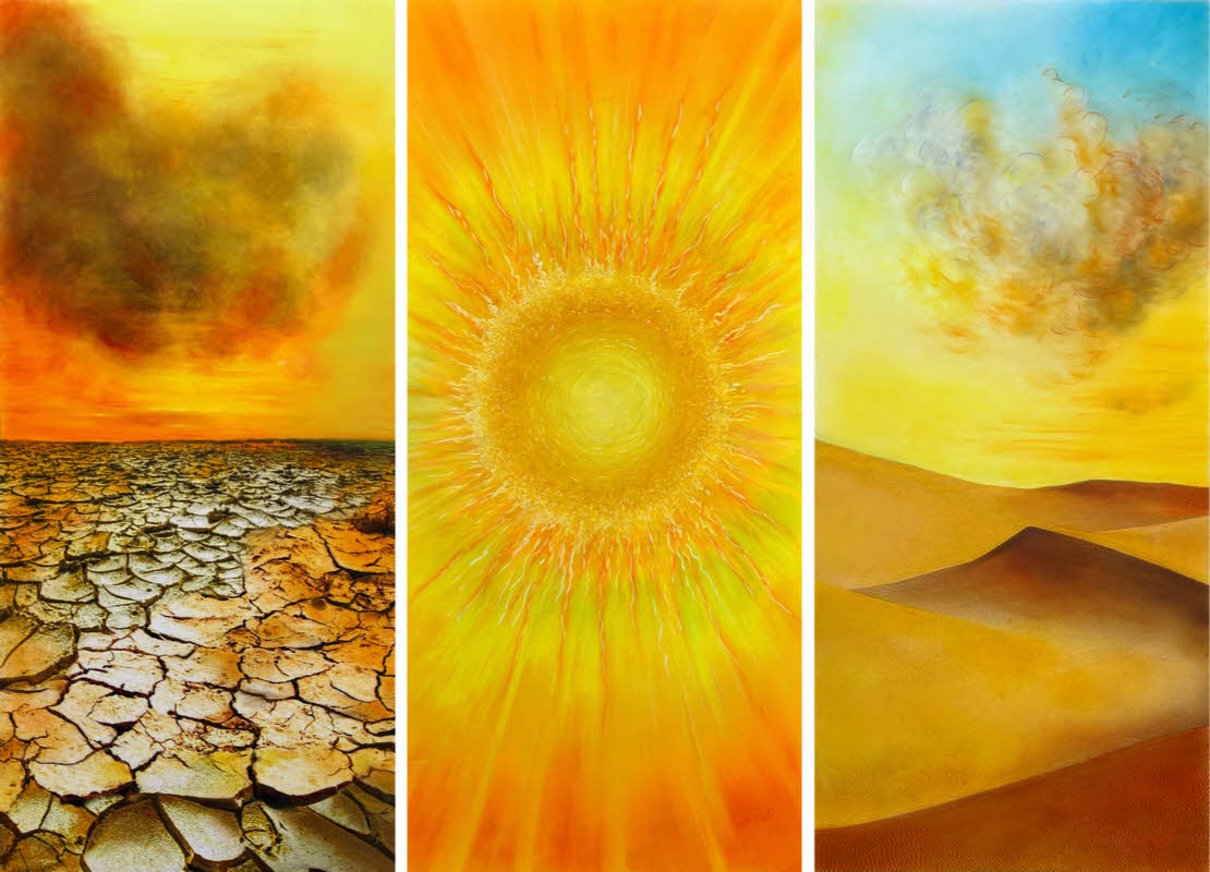 Primary Fundamentals - Yellow, 2025, mixed technique, 3 panels 163 x 74 cm each, for website